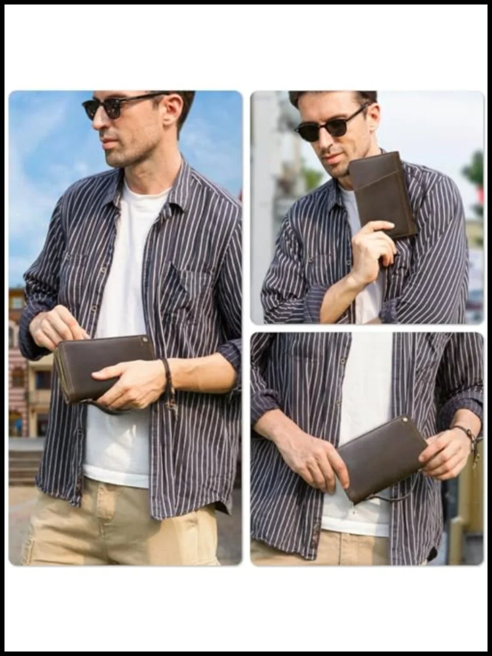 Top Grain Leather Passport Wallet RFID Blocking for Men Women Travel